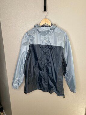 Mack Russo Mens Lightweight Hooded Windbreaker Jacket Two-Tone Blue Size Medium
